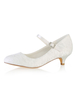 2020 Brautschuhe aus Spitze mit Spitzen und Kitten Heels in Elfenbeinfarbe Pump im Retro-Style