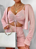 3 Stück Sets Pink Kordelzug Sexy Shorts Frauen Outfit