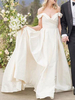 A-Linie- Elfenbeinfarbe mit Carmenausschnitt Satingewebe ärmellos und Court-Schleppe Hochzeit natürliche Taillenlinie und Schnürung 40cm