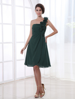 A-Linie-Brautjungfernkleid aus Chiffon in Dunkelgrün