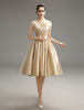A-Linie-Brautjungfernkleid aus Satin in Champagnerfarbe Milanoo