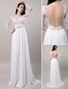 A-Linie-Brautkleid aus Chiffon Illusion Ausschnitt und Gürtel Mit Schleppe in Elfenbeinfarbe