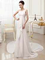 A-Linie-Brautkleid aus Chiffon in Elfenbeinfarbe
