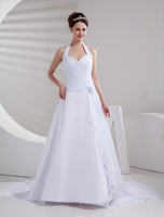 A-Linie Brautkleid aus Chiffon mit Halter und Herz-Aisschnitt in Weiß