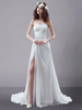 A-Linie-Brautkleid aus Chiffon mit Herz-Ausschnitt mit Kunstdiamanten Mit Schleppe in Weiß