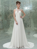 A-Linie-Brautkleid aus Chiffon mit Kapelle-Schleppe in Elfenbeinfarbe