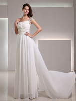 A-Linie-Brautkleid aus Chiffon mit Pailletten in Elfenbeinfarbe