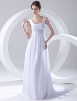 A-Linie-Brautkleid aus Chiffon mit Schleppe in Weiß