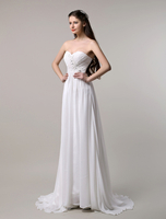 A-Linie-Brautkleid aus Chiffon mit trägerlosem Design und Deko-Applikation Mit Schleppe in Elfenbeinfarbe
