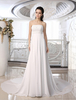 A-Linie-Brautkleid aus Chiffon mit trägerlosem Design und Perlen-Applikation und Schleppe in Elfenbeinfarbe