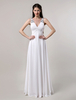 A-Linie-Brautkleid aus Chiffon mit V-Ausschnitt verdreht bodenlang in Elfenbeinfarbe