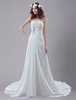 A-Linie-Brautkleid aus Chiffon und Herz-Ausschnitt mit Kunstdiamanten Mit Schleppe in Weiß