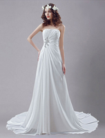 A-Linie-Brautkleid aus Chiffon und Herz-Ausschnitt mit Kunstdiamanten Mit Schleppe in Weiß
