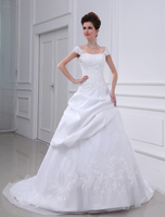 A-Linie-Brautkleid aus mit Herz-Ausschnitt und Pailletten mit Hof-Schleppe in Weiß