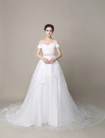 A-Linie-Brautkleid aus mit Herz-Ausschnitt und Spitzen Mit Schleppe in Elfenbeinfarbe Milanoo