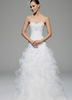 A-Linie-Brautkleid aus mit trägerlosem Design und Perlen-Applikation bodenlang in Elfenbeinfarbe