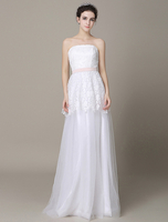 A-Linie-Brautkleid aus mit trägerlosem Design und Spitzen Mit Schleppe in Elfenbeinfarbe Milanoo