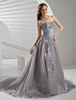 A-Linie-Brautkleid aus Organza mit Herz-Ausschnitt mit Pailletten und Hof-Schleppe in Silbern