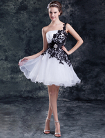 A-Linie-Brautkleid aus Organza mit Spitzen Mini-Kleid in Weiß