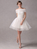 A-Linie-Brautkleid aus Organza mit trägerlosem Design stufig Mini-Kleid in Elfenbeinfarbe Milanoo