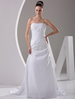 A-Linie-Brautkleid aus Satin mit Schleppe in Weiß