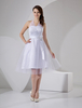 A-Linie-Brautkleid aus Satingewebe mit Halter und Perlen-Applikation wadenlang in Weiß