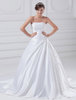 A-Linie-Brautkleid aus Satingewebe mit trägerlosem Design und Perlen-Applikation und Hof-Schleppe in Weiß