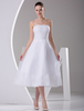 A-Linie-Brautkleid aus Satingewebe und trägerlosem Design und Pailletten wadenlang und Weiß
