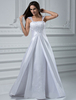 A-Linie-Brautkleid aus Satingewebe und viereckigem Ausschnitt und Perlen-Applikation mit Schleppe in Weiß