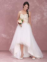 A-Linie-Brautkleid aus Spitze mit Herz-Ausschnitt und Deko-Applikation und unsymmetrischem Design Milanoo