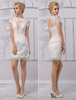 A-Linie-Brautkleid aus Spitze mit Rundkragen mit Spitzen Mini-Kleid in Elfenbeinfarbe Milanoo