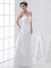 A-Linie-Brautkleid aus Taft mit Spaghettiträger und Deko-Applikation bodenlang in Weiß