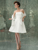 A-Linie-Brautkleid aus Taft mit trägerlosem Design und Falten knielang in Elfenbeinfarbe