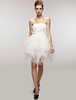 A-Linie-Brautkleid aus Tüll mit trägerlosem Design Mini-Kleid in Elfenbeinfarbe