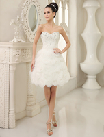 A-Linie Brautkleid mit Herz-Ausschnitt und Falten Mini-Kleid Milanoo