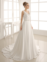 A-Linie-Brautkleid mit Hof-Schleppe in Elfenbeinfarbe Milanoo