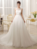 A-Linie-Brautkleid mit Illusion-Ausschnitt und Kapelle-Schleppe