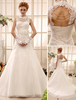 A-Linie Brautkleid mit Illusion-Ausschnitt und Schleppe Milanoo