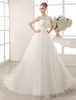 A-Linie-Brautkleid mit Kapelle-Schleppe in Elfenbeinfarbe