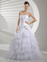 A-Linie-Brautkleid mit Pailletten in Weiß