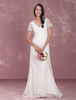 A-Linie-Brautkleid mit V-Ausschnitt und feiner Spitze