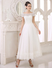 A-Linie Günstiges Brautkleid mit Bateau-Kragen und Spitzen Milanoo