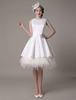 A-Linie Kleid knielang Feder Hochzeit Tiered Brautkleid Satin-Schleife Milanoo