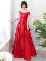 Abendkleid 2021 rot schulterfrei bodenlanges festliches Abschlussballkleid Abschlusskleider