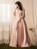 Abendkleid A-Line Trägerloses bodenlanges ärmelloses Schnür-Partykleid Bohnenpaste Rosa Festzugskleid