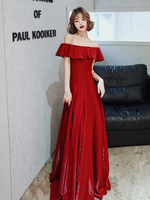 Abendkleid A-Linie Bateau-Ausschnitt Bodenlanges Kurzarm-Schnürkleid aus mattem Satin-Abendkleid