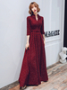 Abendkleid A-Linie Hoher Kragen Pailletten Bodenlange Schärpe Formelle Abendkleider