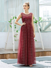 Abendkleid A-Linie Jewel Neck Chiffon Bodenlange Social Party Kleider