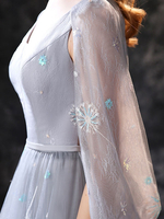 Abendkleid A-Linie Jewel Neck Lace Bodenlange Spitze Abendkleider