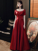 Abendkleid A-Linie Jewel Neck Matt Satin Bodenlang Plissee Abendkleid
